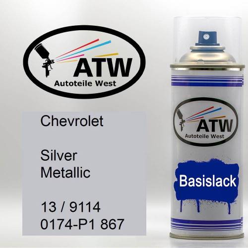 Chevrolet, Silver Metallic, 13 / 9114 0174-P1 867: 400ml Sprühdose, von ATW Autoteile West.